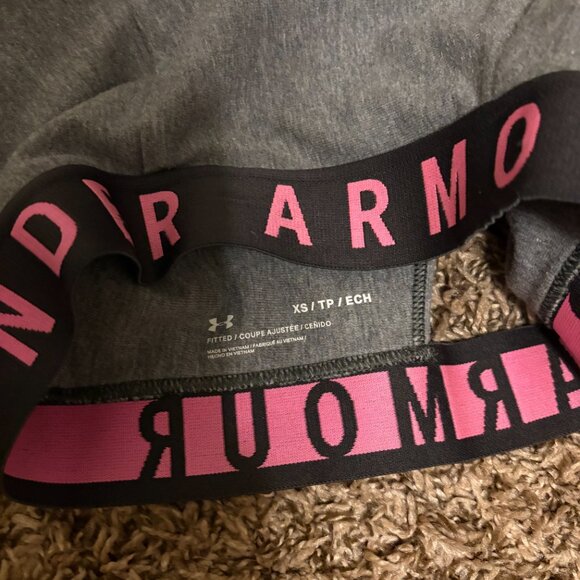 Under Armour Sports Bra XS Xtra Small Gray Black and Pink Logo Band No Pads - Picture 3 of 3